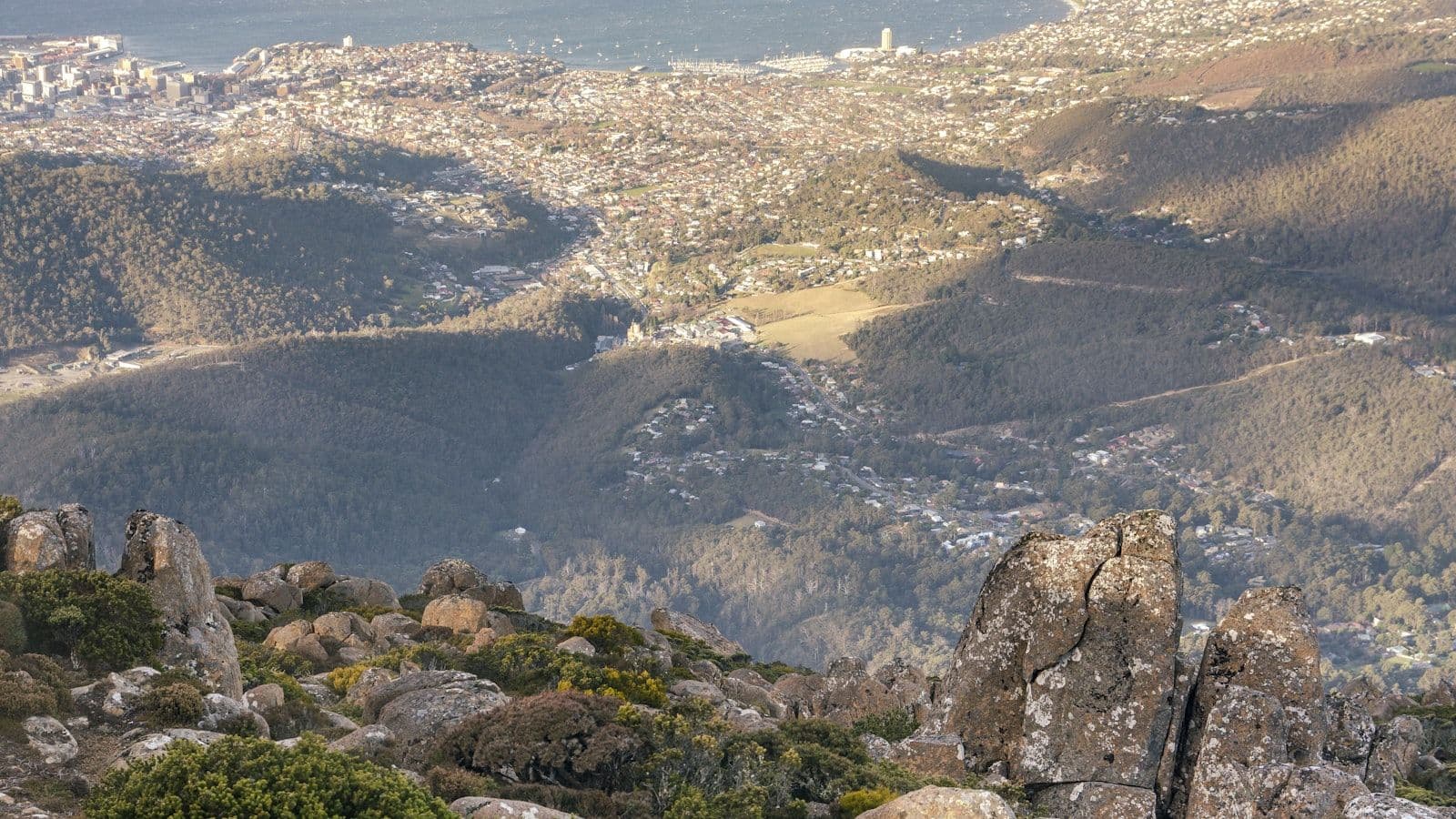 Northern Hobart suburbs with kunanyi Mount Wellington backdrop