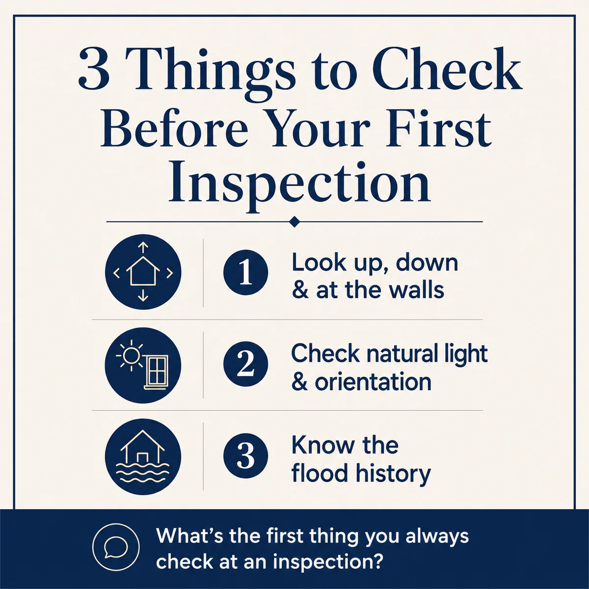 3 things I tell every first home buyer to check before their first property inspection